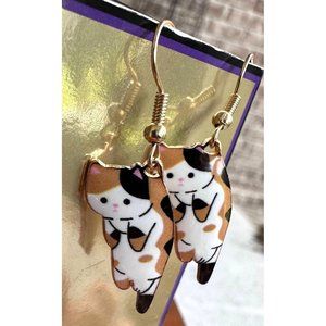 Calico Cat Earrings New Small Kitty Lover Dangle Hooks Christmas Birthda…